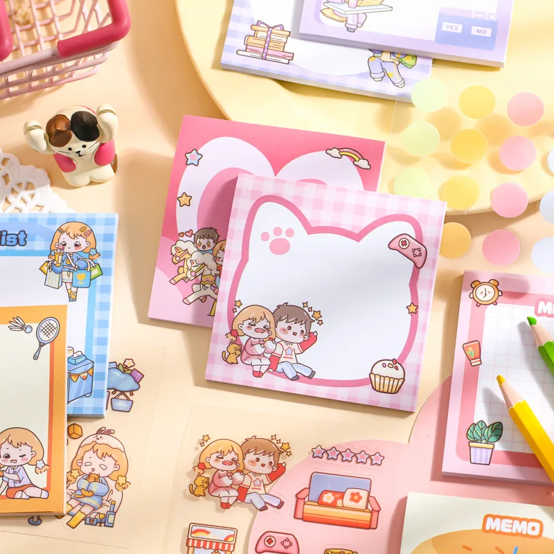 

90Pcs Note Sticker Youyou Brin's Daily Series Creative Personality Cartoon Student Mamo Pad Sticky Notes School Supplies