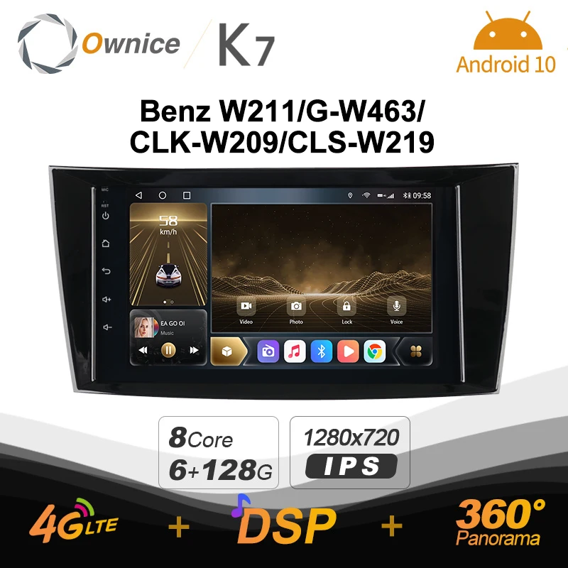 

K7 Ownice 6G Ram 128G Rom Android 10.0 Car radio setero for Benz W211/G-W463/CLK-W209/CLS-W219 Auto Audio 360 Optical 5G Wifi