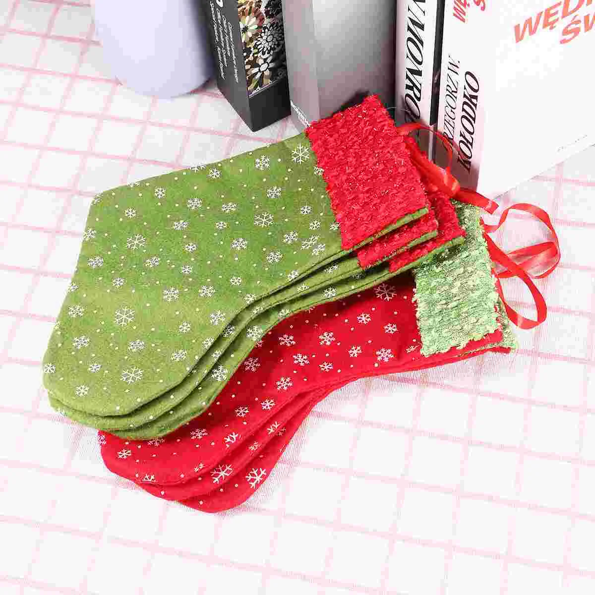 

6 Pcs Hanging Fireplace Socks Bags Christmas Stockings For Fireplace Gift Stockings Mini Ornaments