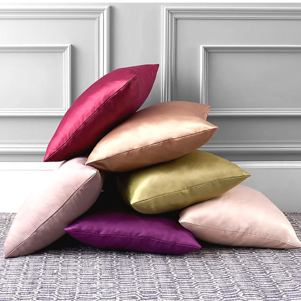 

45x45cm Silk Decorative Pillowcases Home Sofa Decor Pillow Cover Case Satin Cushion Cover Home Supplies Home Textile Products