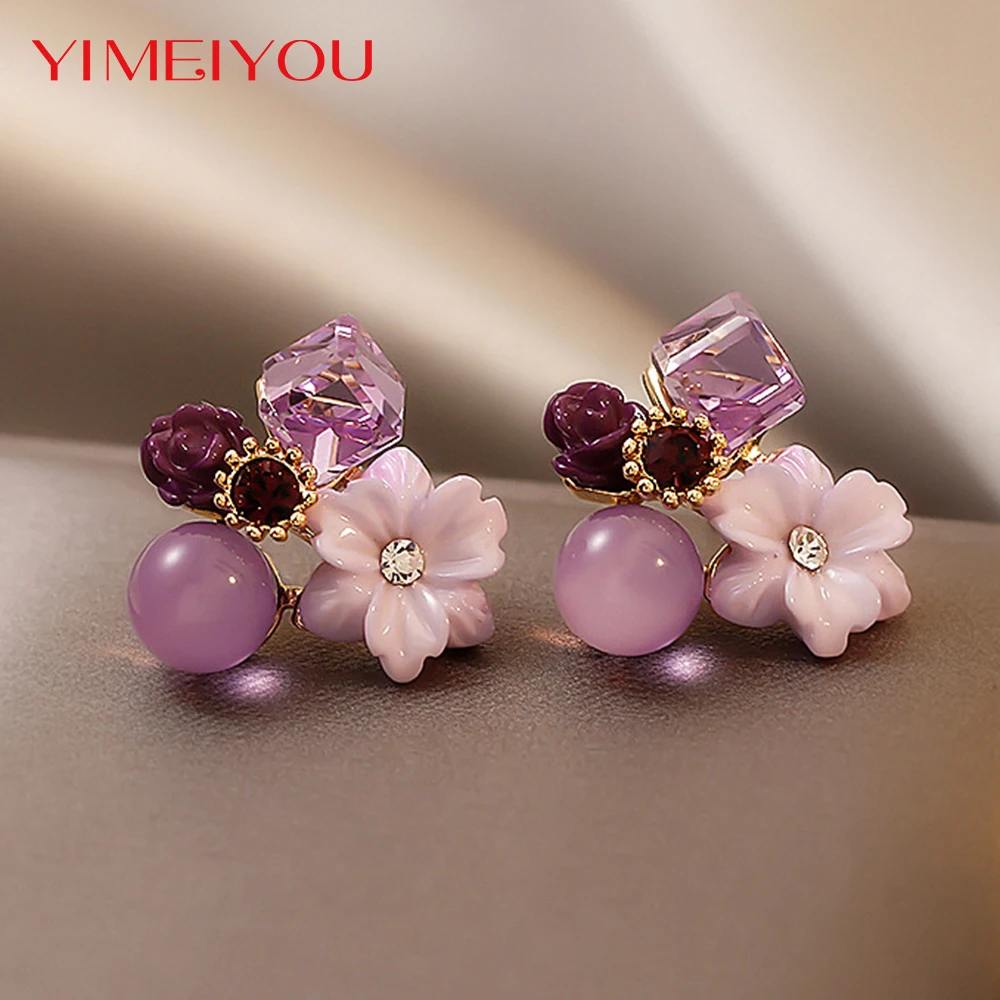 

Drop Earrings Purple Zircon Jewelry New Arrival Fashion Trendy Women Designs Sets Elegant Female Korean Styles Pop