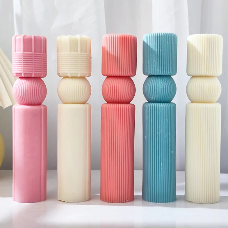

SZ750 European Roman Stripe Column Candle Making Silicone Mold SPA Club Aromatherapy Decoration Mould