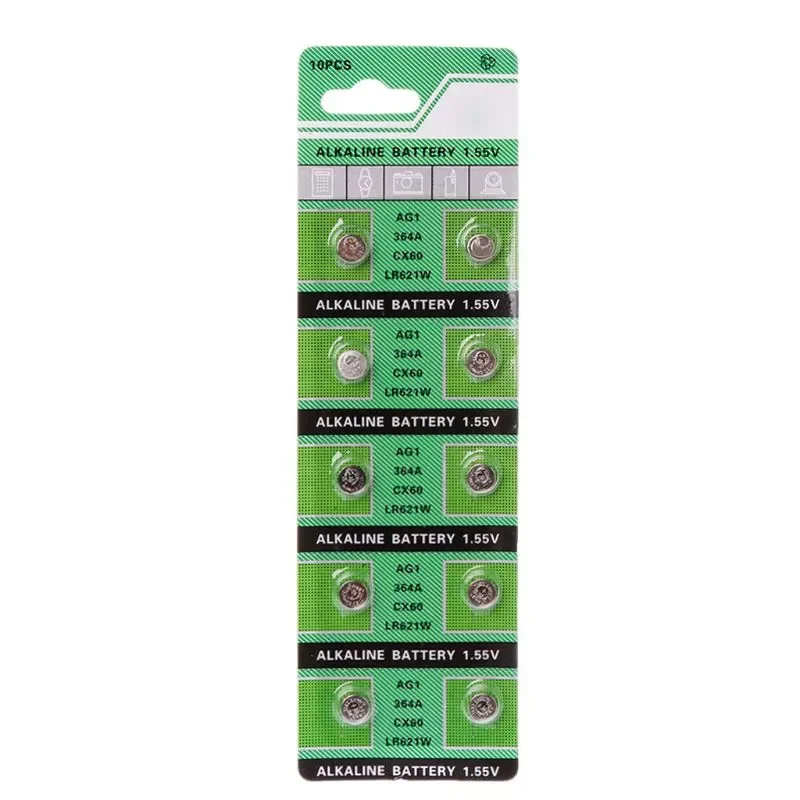 

Watch Battery AG1 1.55V 364 SR621SW LR621 621 LR60 CX60 Alkaline Button Coin Cell Batteries