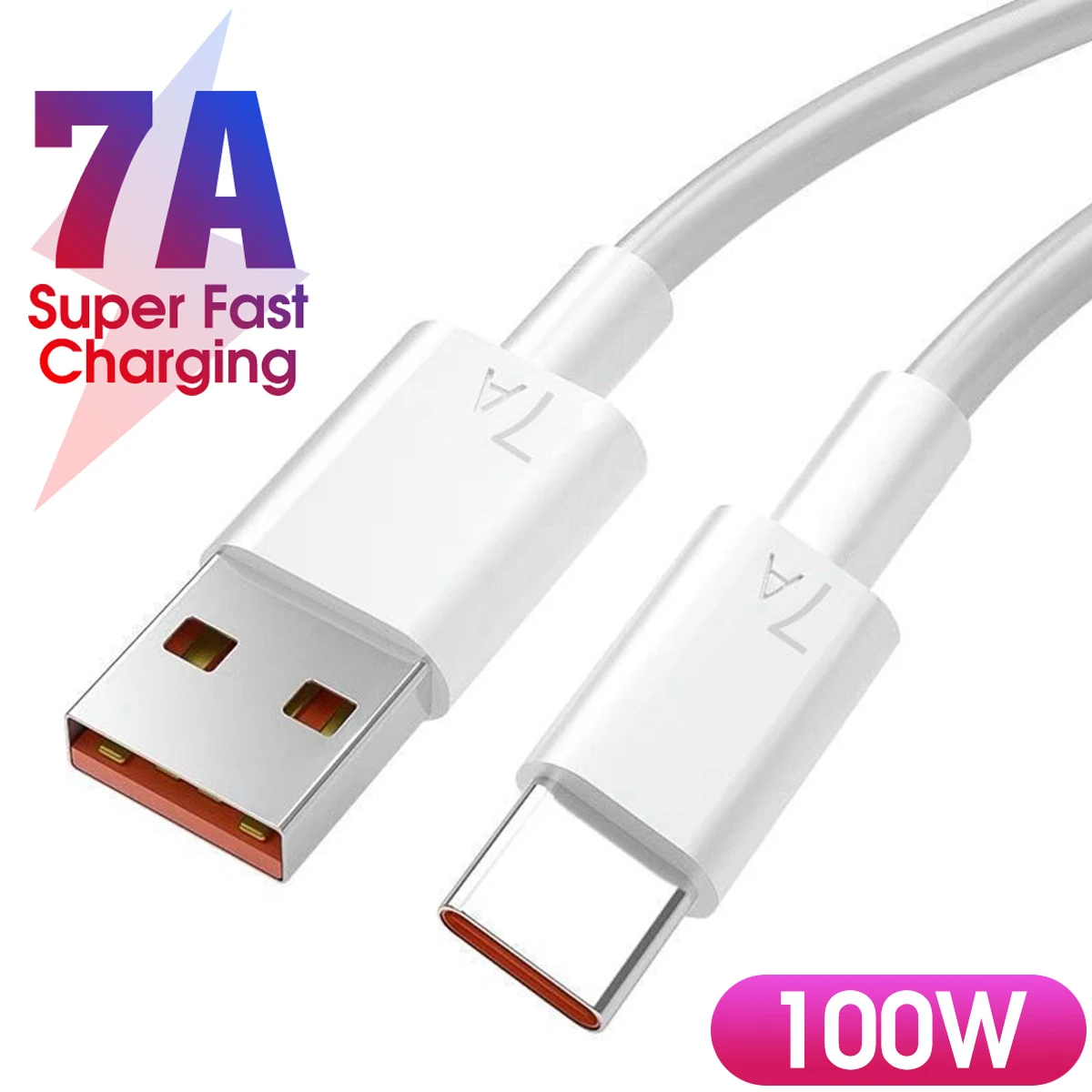 

7A 100W USB Type C Cable Fast Charging Cord For Xiaomi POCO F3 F4 Huawei P30 Redmi Note 12 Realme OPPO Oneplus Charger Data Wire