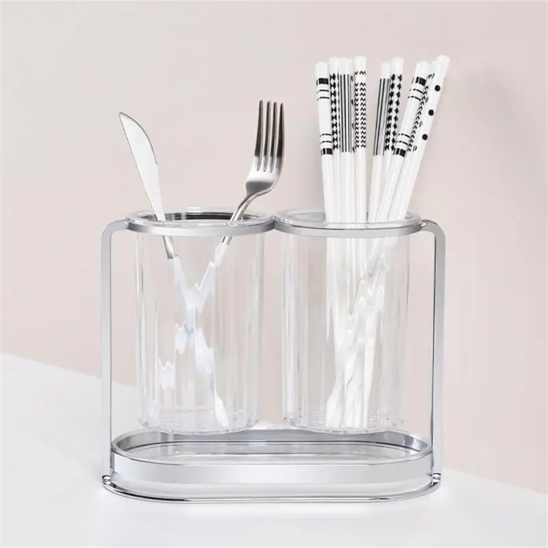 

High Quality Chopsticks Basket Multi-function Electroplating Spoon Storage Box Light Luxury Chopsticks Barrel Kitchen Shelf