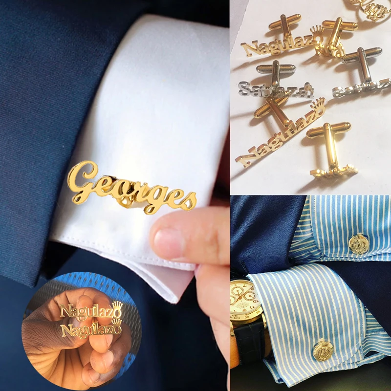 

1Pair Custom Name Cufflinks Men Custom Wedding Date Cufflinks Suit Shirt Cuff Button Clip Fashion Jewelry Custom Souvenirs Gifts