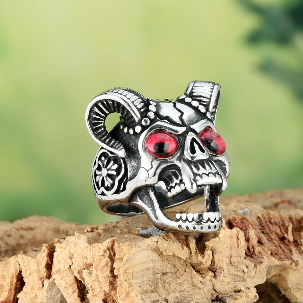 2024 Европейская и американская мода ретро серебряный цвет дьявол сатана череп