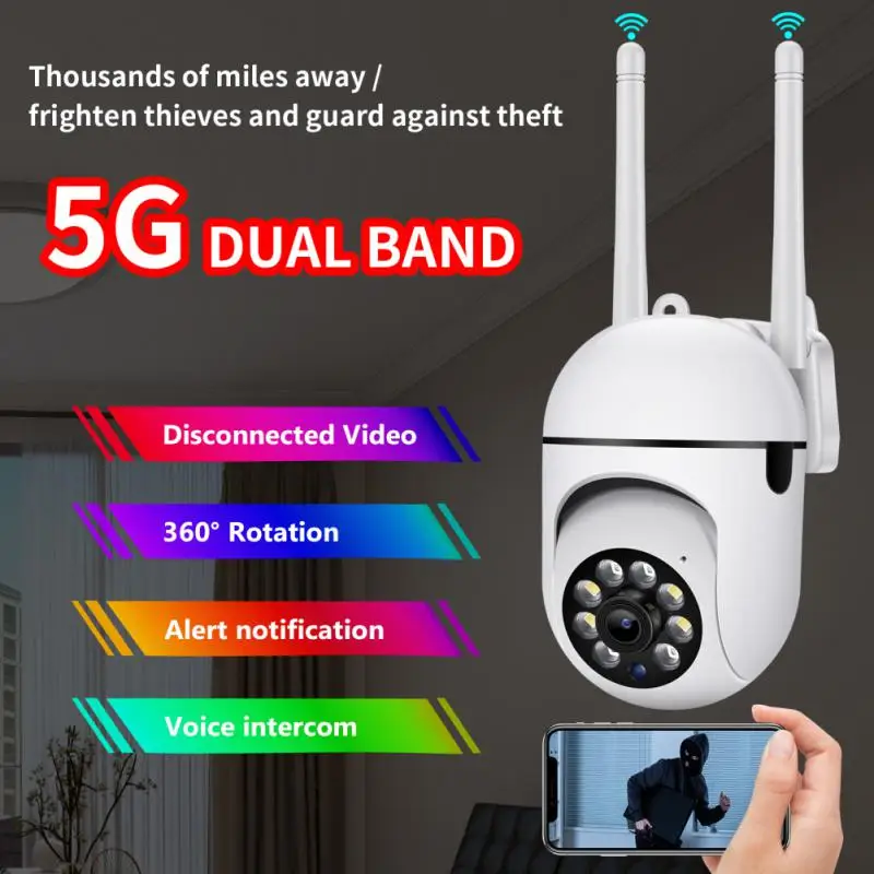 

300W PTZ Surveillance IP Camera 4mm HD Lens Full Color 2.4+5G WIFI Security CCTV Camera Outdoor Waterproof Support 128G Storage