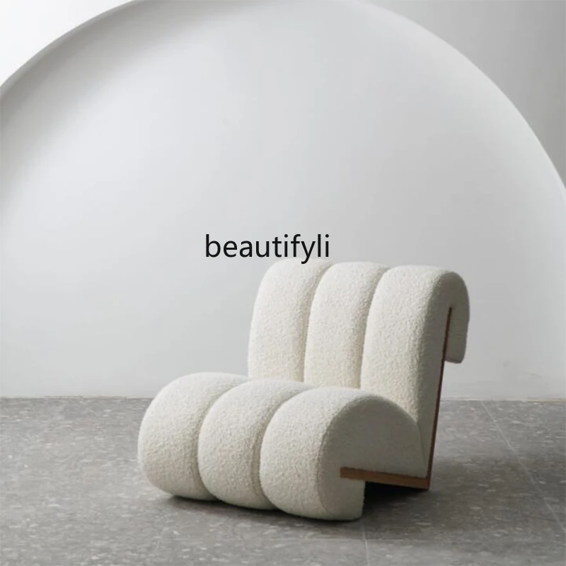 

yj Special-Shaped Lambswool Fabric Couch Balcony Lazy Bone Chair Personality Nordic Single Leisure Chair