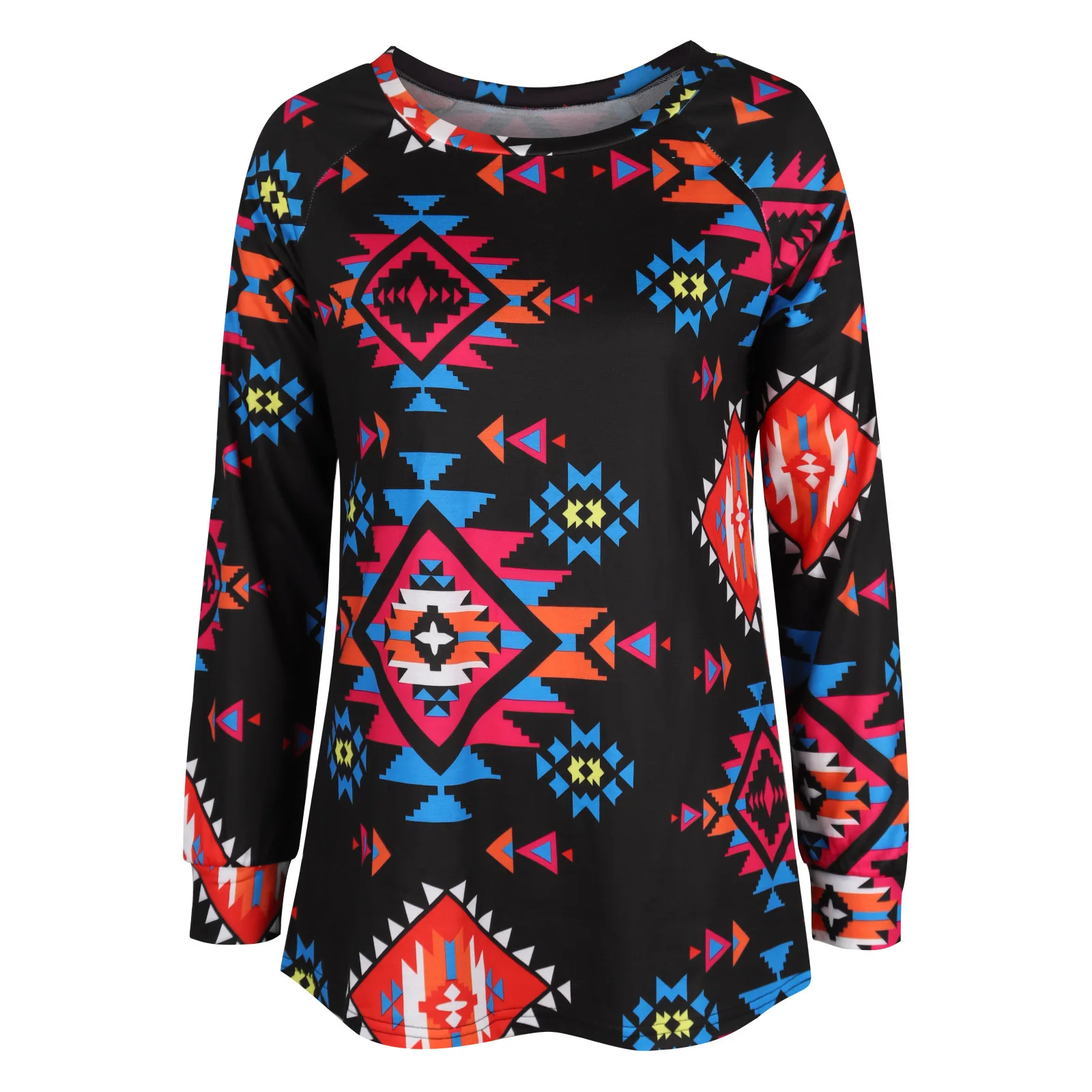 

Autumn New Women's National Round Neck Slim Long Sleeve Top Sweater Female and Lady Fashion Tops Shirt Winter Clothing