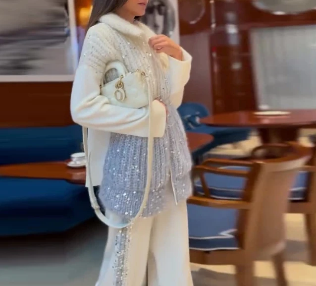 Элегантные комплекты из 2 предметов для женщин модный толстый вязаный свитер с