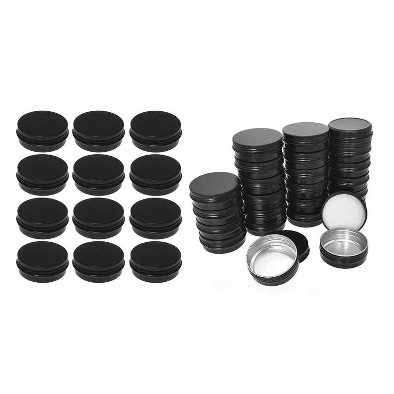 

2023 Hot Sale-36 Pcs Black Aluminum Tin Jars Round Screw Lid Containers Empty Metal Storage Cans - 24 Pcs 60Ml & 12Pcs 30Ml