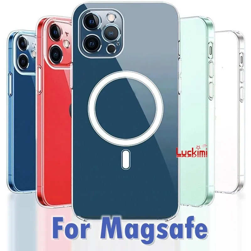 

Luckimi Clear Magnetic Circle Magsafing Case for iPhone 13 12 11 Pro Max Mini XS XR X 8 Plus SE2 SE 2020 for Macsafe Cover