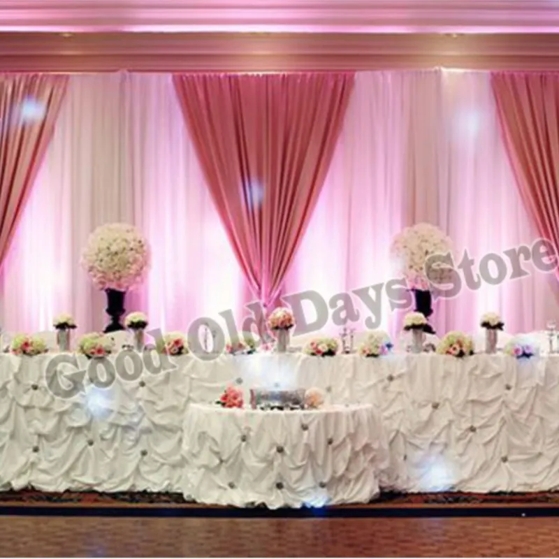 

10ft X 20ft White With Watermelon Red Wedding Backdrop Stage Curtain Drapes Wedding Decoration