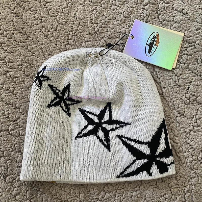 

Tide Brand Beanies Knit Cap Men Women Ins New Europe American Hot Pentagram Embroidery Hip Hop Fashion Woolen Brimless Penny Hat