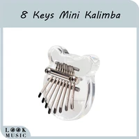 kalimba clear mini kalimba crystal 8 key portable mbira finger piano best gift for kids beginner bear shaped crystal
