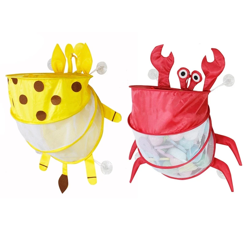 

Baby Bath Toy Crab Storage Organiser Adhesive Hooks Hanging Foldable Net Bags QX2D