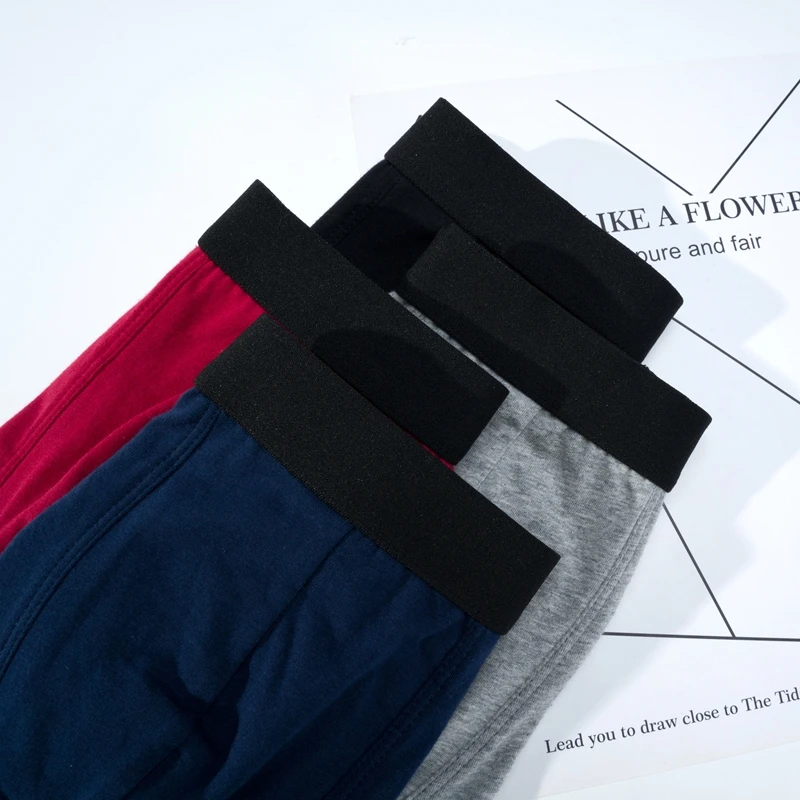 Goodeal 4pcs Boxer Mens Underwear Cotton Underpants Pure High Quality Male Solid Color Shorts Comfortable Breathable Panties