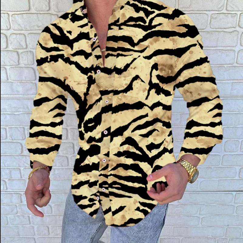 

2022 Luxury Hawaiian Flower Shirt Men's Casual Long Sleeve Shirts Fashion 3D Printed Turn-Down Collar Slim Fit Gothic Party Tops