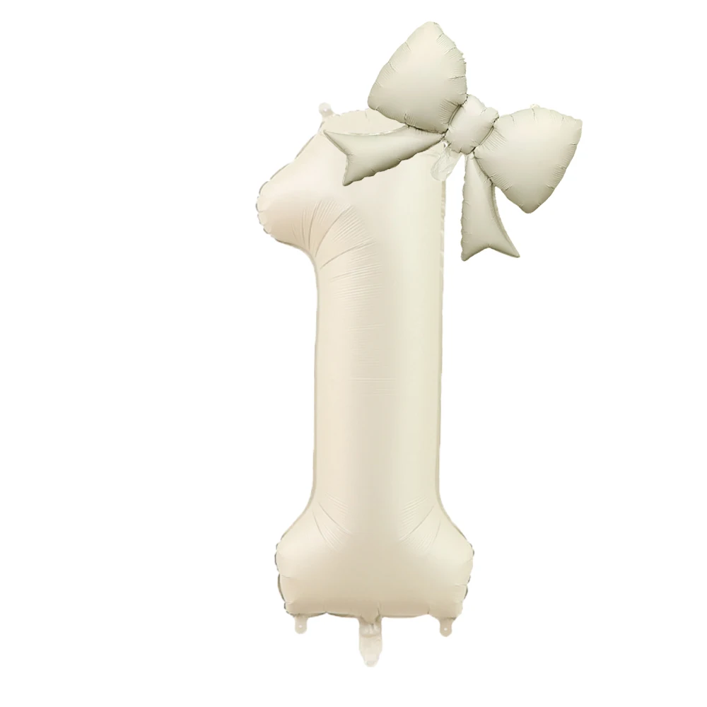 

2 Упаковки Воздушных Шаров Из Фольги Кремового Цвета С Цифрами И Бантами Для Украшения Дня Рождения. Детские Праздничные Прин...