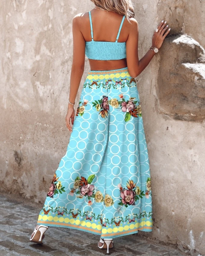 Женское Повседневное платье с цветочным принтом элегантный укороченный топ на