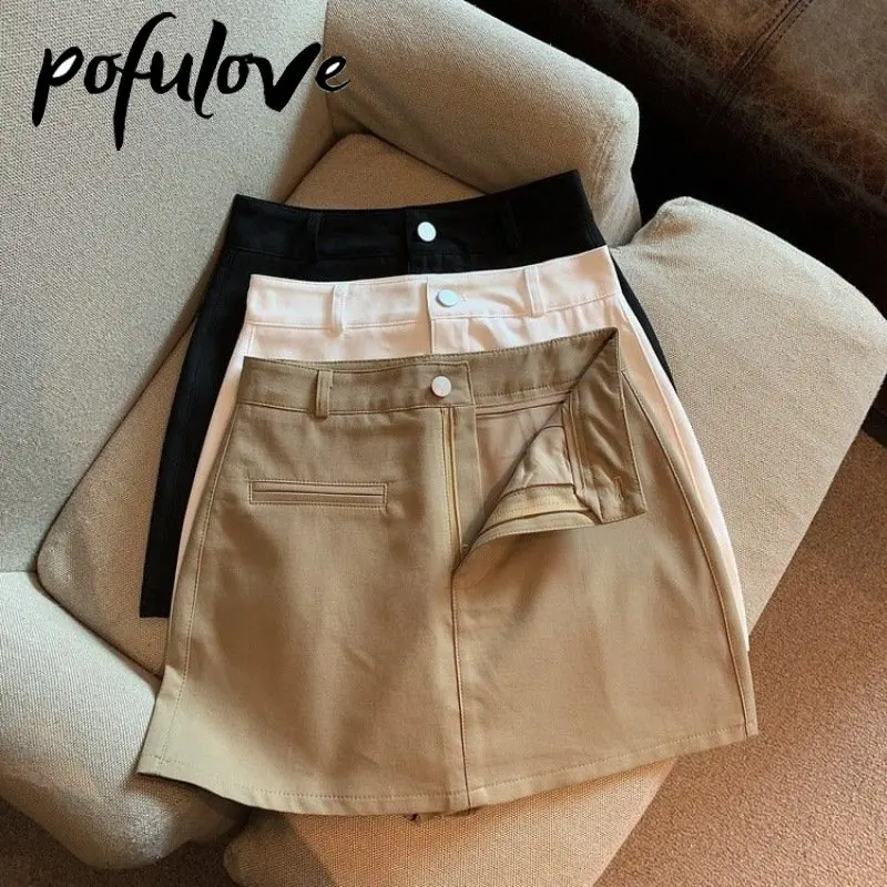 

Черная юбка для женщин с высокой талией, однотонная Корейская юбка с запахом, трапециевидная Сексуальная мини-юбка Y2k, летние короткие юбки в стиле Харадзюку, Прямая поставка