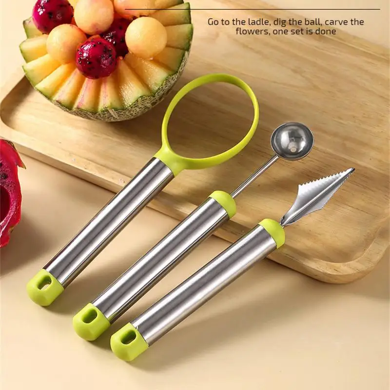

Pulp Spoon Fruit Ball Digger 3 IN 1 Watermelon Splitter Practical Stainless Steel Household Watermelon Cutting Kitchen Gadgets