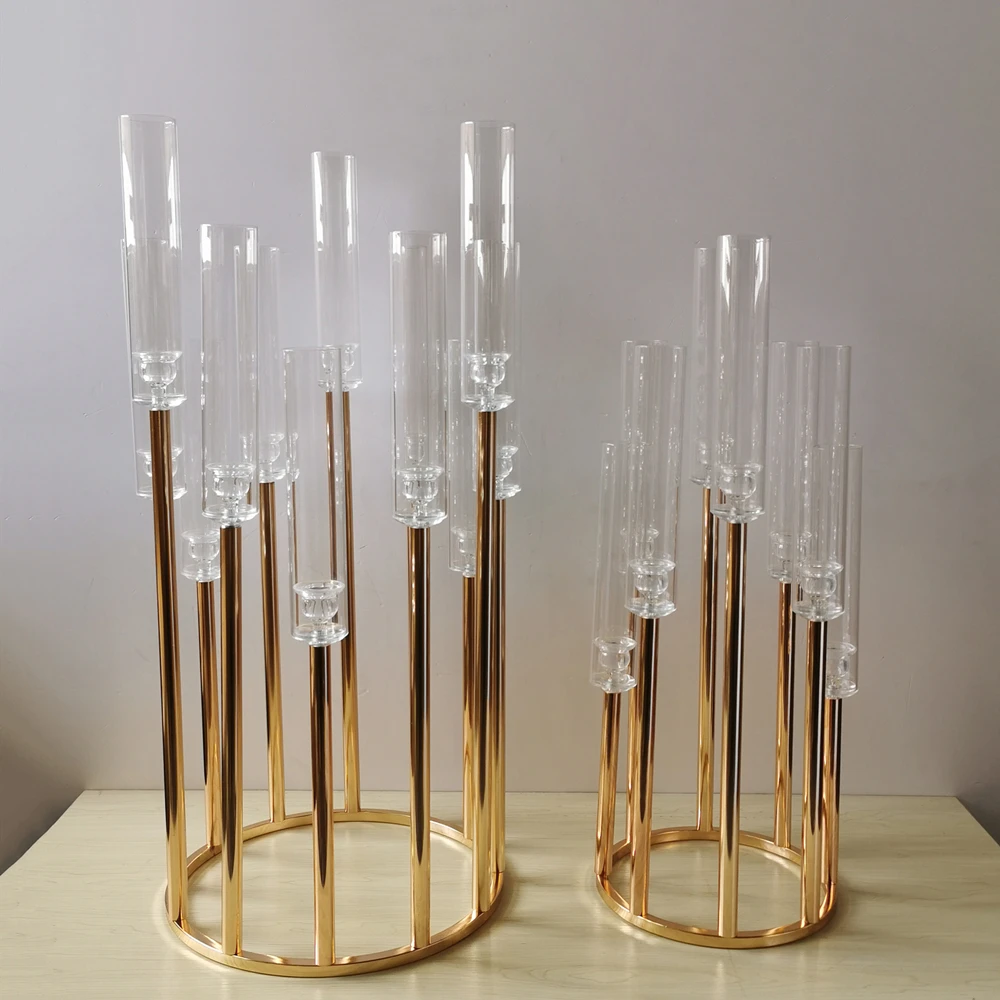 

20pc Metal Candelabra Candle Holders Candlesticks Flower Vases Wedding Table Centerpiece Pillar Stand Road Lead Party Decoration