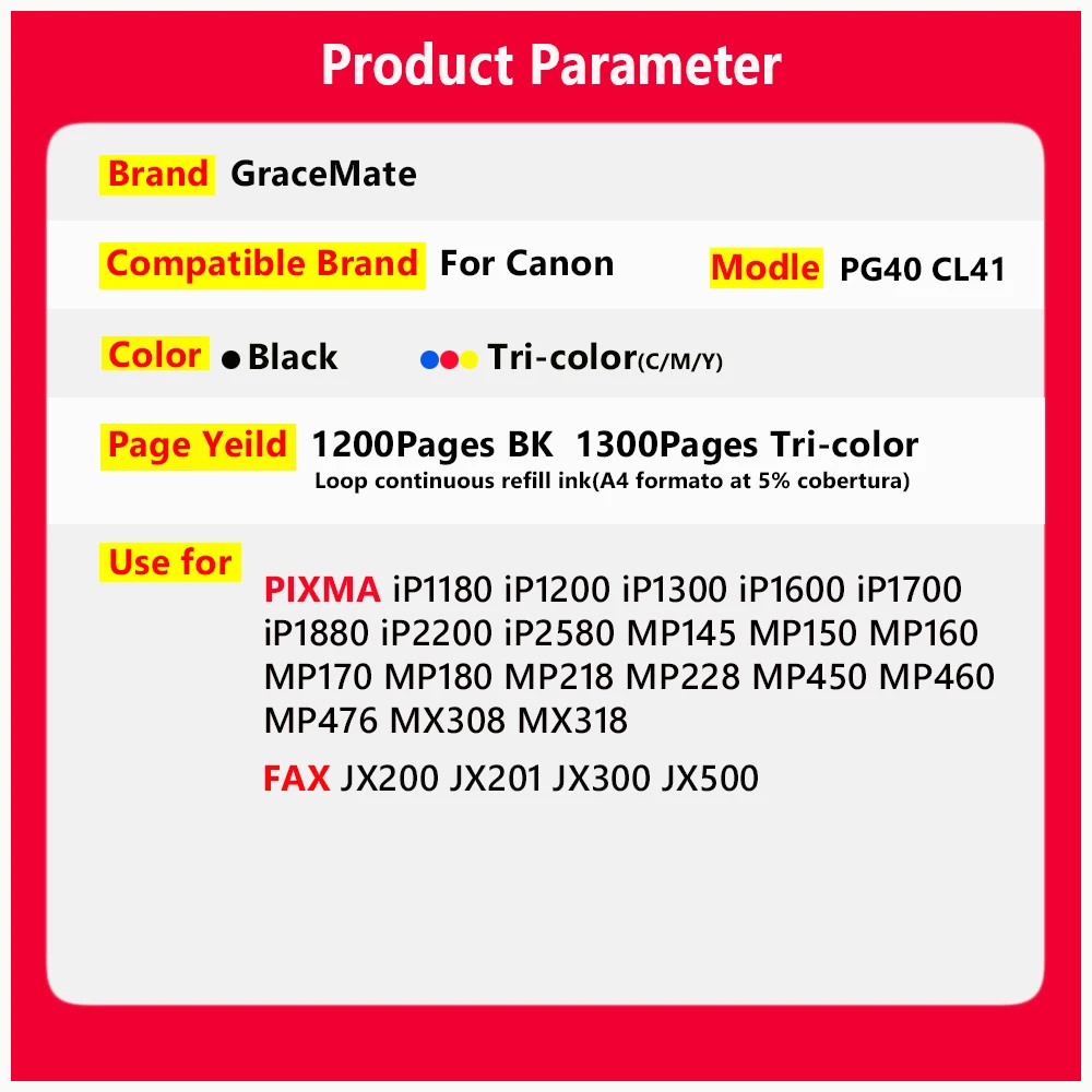 Фото PG-40 cl41 pg40 многоразовый чернильный картридж, совместимый с Canon Pixma MP140 MP150 MP160 MP180 MP190 MP210 MP220 MP450 MP470 №2