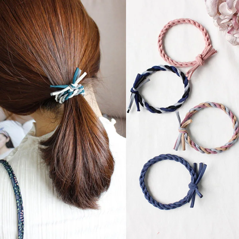 

10Pcs/Lot Multicolor Braided Basis Head Rope for Lady Woman Elastic Rubber Bands Fashion Girl Fixed Hair Ornaments Accessories