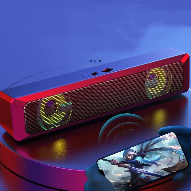 

A4 RGB LED Light Wired USB Computer Speakers Wired Sound Bar with USB Soundbar Desktop Soundbar Speaker for PC Cellphone