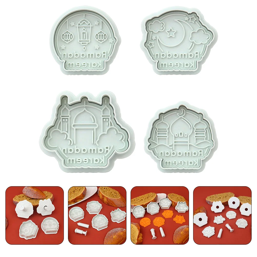 

4 Pcs Bakery Supplies Cookie Cutters Stamp Dessert Making Molds Chocolate White DIY Baking for