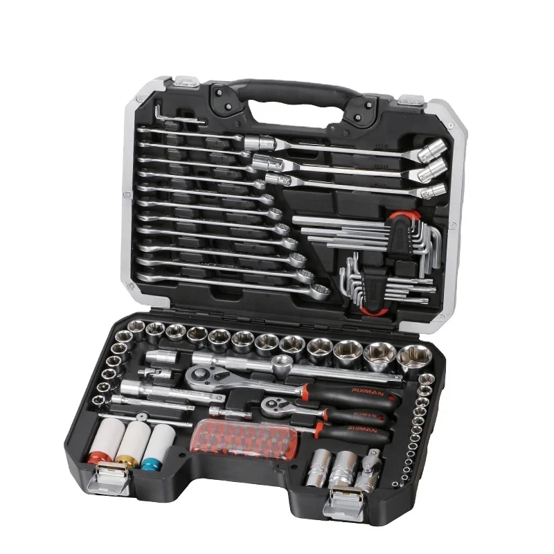 

FIXMAN Hot Sale Household Machine Tool Kit 111pcs 1/2"& 1/4" Dr Ratchet Wrench Socket Tool Set
