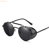 2022 retro steampunk sunglasses round designer steam punk metal shields sunglasses men women uv400 gafas de sol