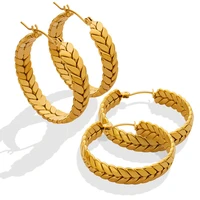 2022 hot stainless steel geometric texture hoop earrings for women high quality chain hoop earrings inoxidable mujer gift