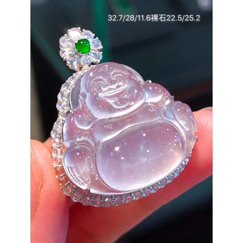 Натуральный полностью зеленый Подвеска Будды из нефрита и ледяного с