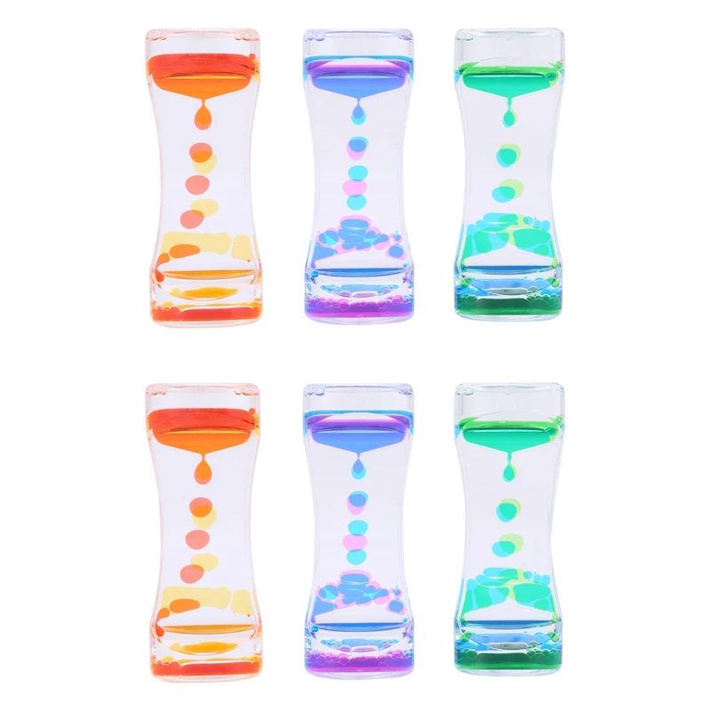 

Liquid Motion Bubbler Timer For Kids And Adults 6 Pack Colorful Hourglass Timer, Sensory Toy For Relaxation, Fidget Toy