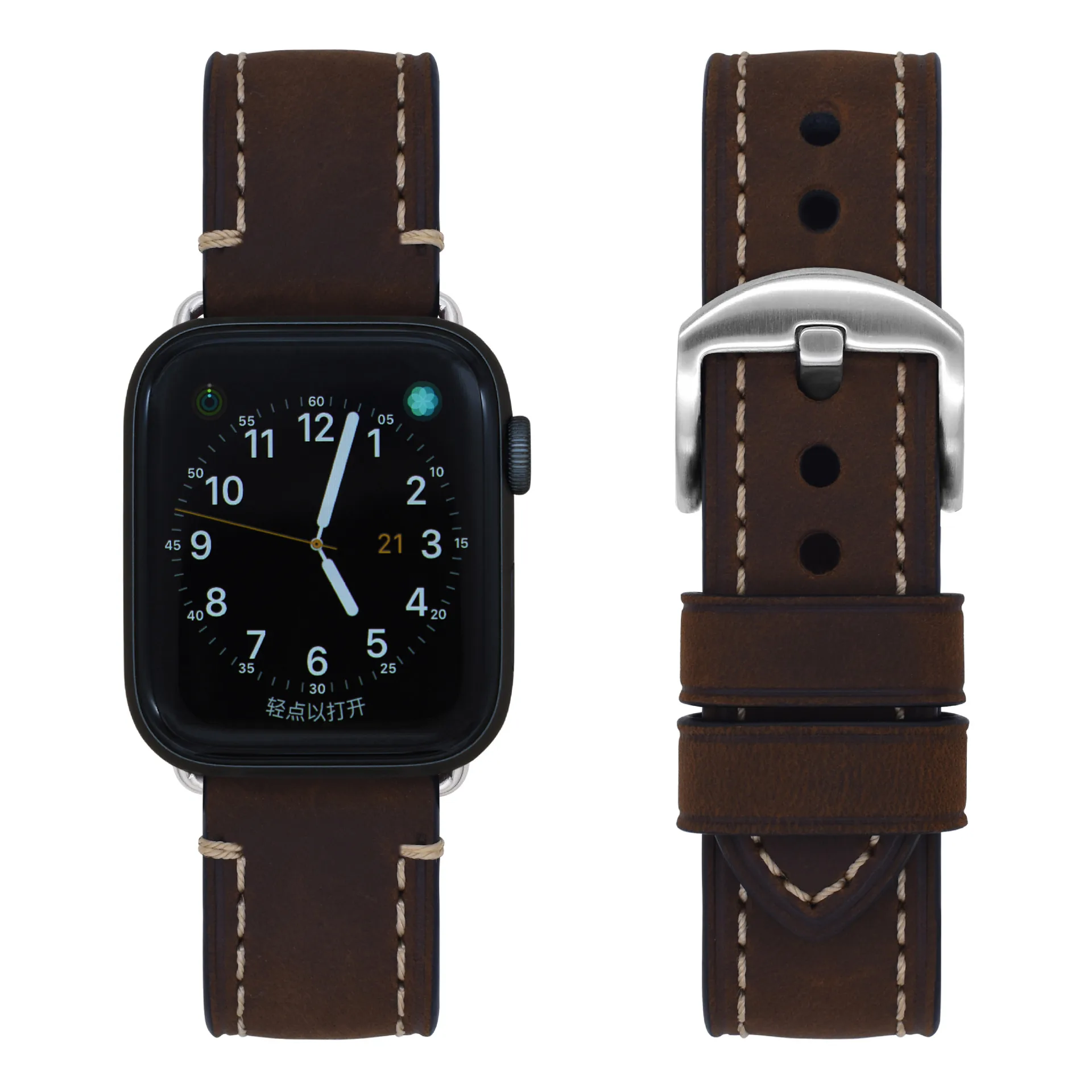 Applicable to Apple S7 watch apple iwatch watch strap top layer crazy horse leather needle buckle watch8 watch strap watch band