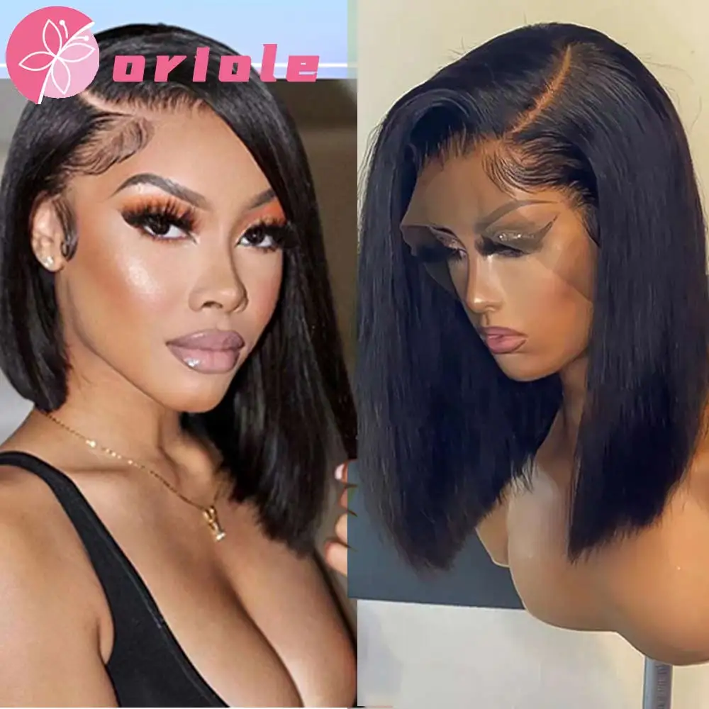 

4x4 Short Bob Lace Brazilian Straight Wig 13x6x1 T Part Bob Lace Human Hair Wigs For Black Women Pre Plucked Remy Lace Part Wigs