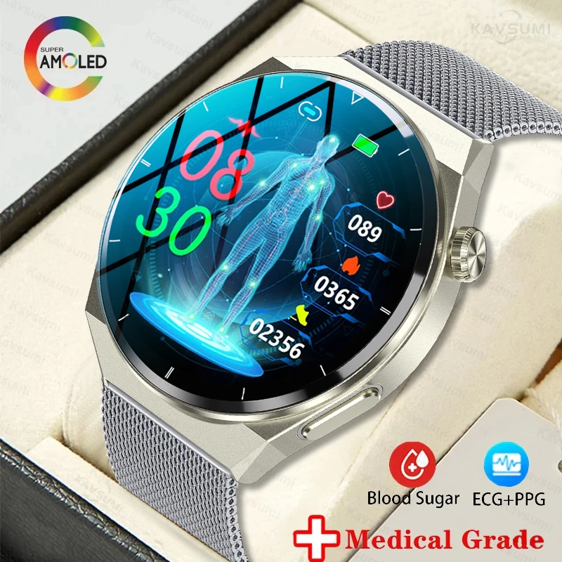

2023 Smartwatch Men ECG+PPG Healthy Measure Boby Temperature Heart Rate IP68 Waterproof Blood Pressure Blood Sugar Sport Watch