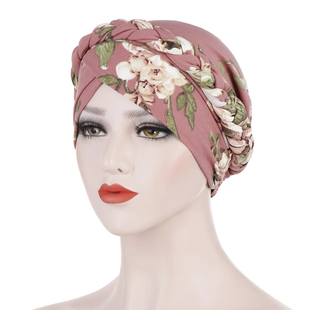 

Flower Print milk silk Headband Cancer Head Scarf Cap Hair Covered Turban Wrap Hat Hair Cap Headwear for Women and Girls