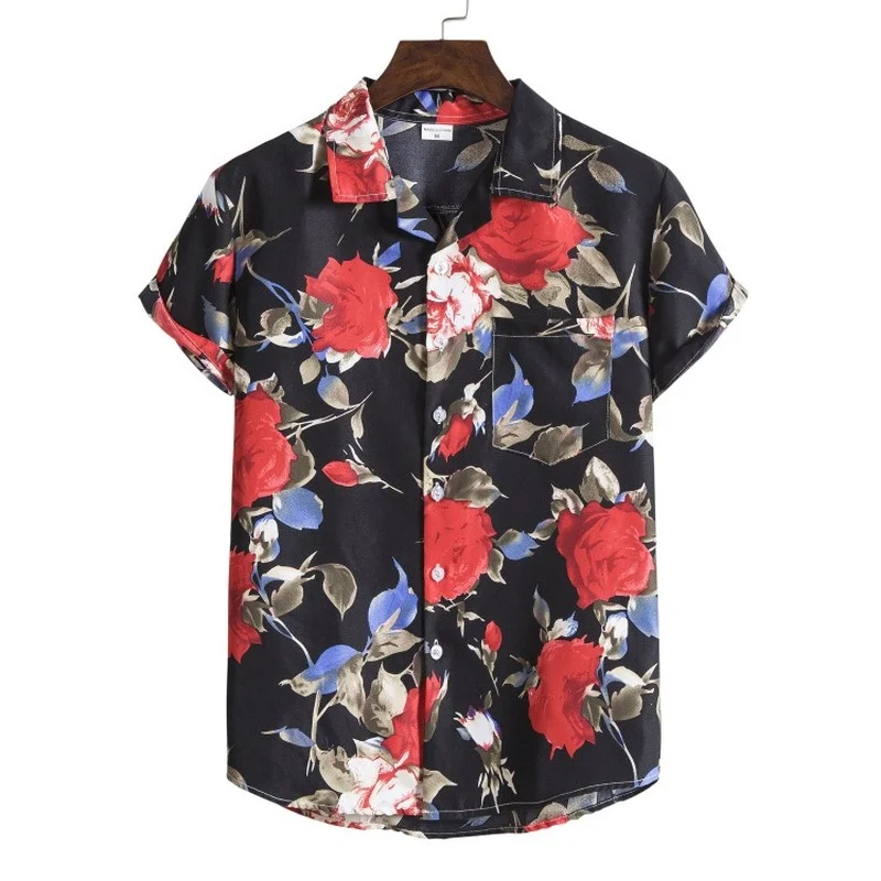 2022 Summer Hawaiian Shirt Men's Shirt Loose Lapel Short Sleeve Shirt Sbeach Treetwear Tops Chemise Hawaiienne Homme