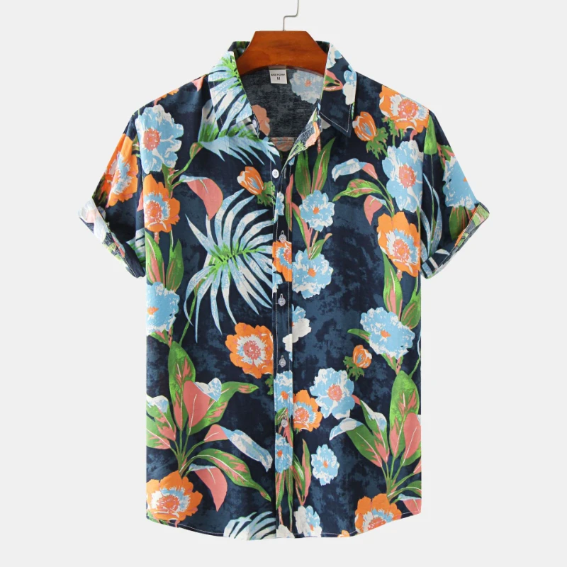 

Hawaiian Shirts for Men 2022 Summer Short Sleeve Mens Designer Clothes Aloha Floral Printed Beach Camisa Hawaiana Hombre 3XL