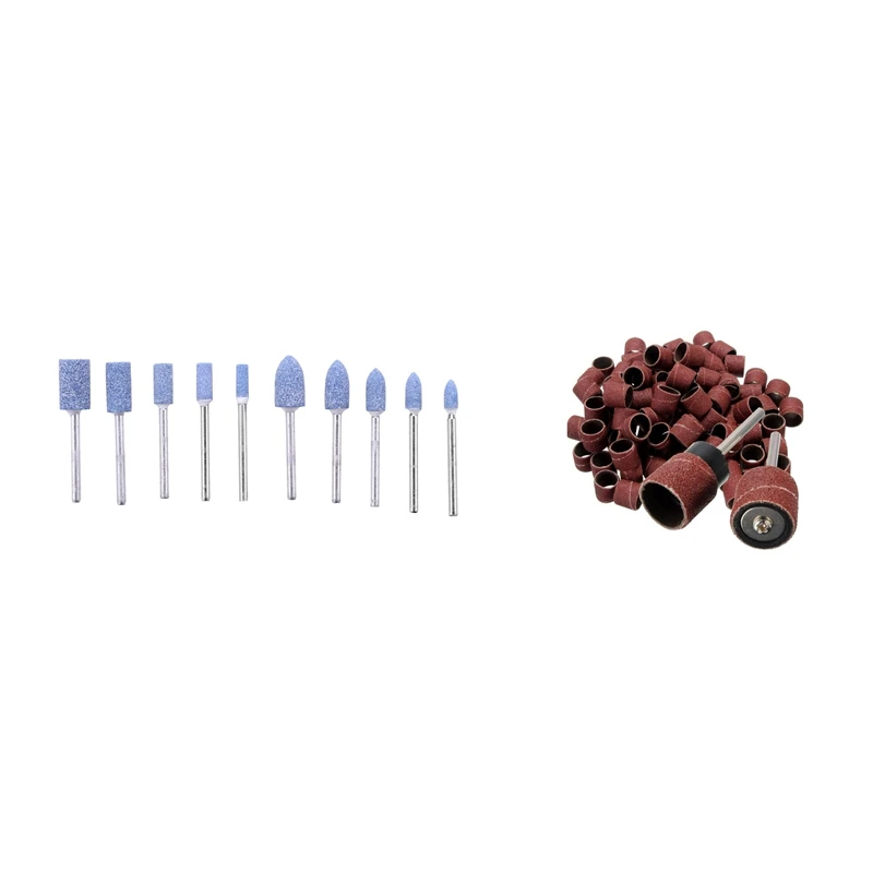 

10 Pcs Abrasive Mounted Stone Rotary Tool Grinding Wheel & 100 Pcs Polished Sandpaper Ring Polishing Abrasive Tape