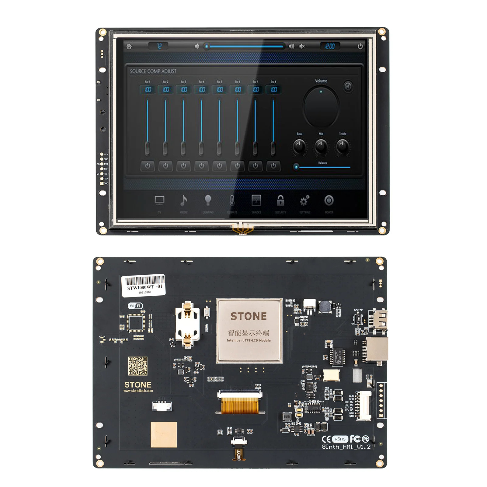 HMI TFT LCD display module 8 inch with touch screen &CPU &65K colors