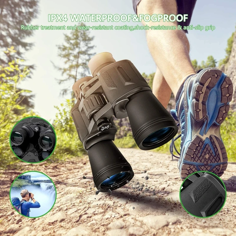 

20x50 Binoculars for Adults with Low Light Night Vision 43mm Large Eyepiece BAK7 Prism FMC Lens for Travel Bird Watching