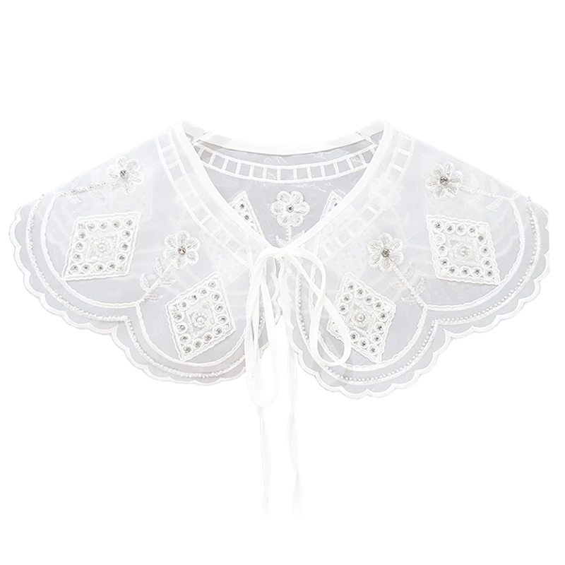 

Воротник с накладным воротником, воротник Венеция со съемной вышивкой и шнуровкой