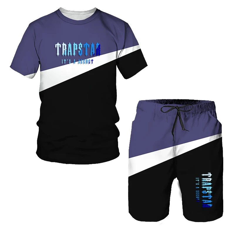 Summer Men's T-shirt Men's Casual set High quality men's T-shirt Short sleeve + shorts Oversized fashion print two-piece set