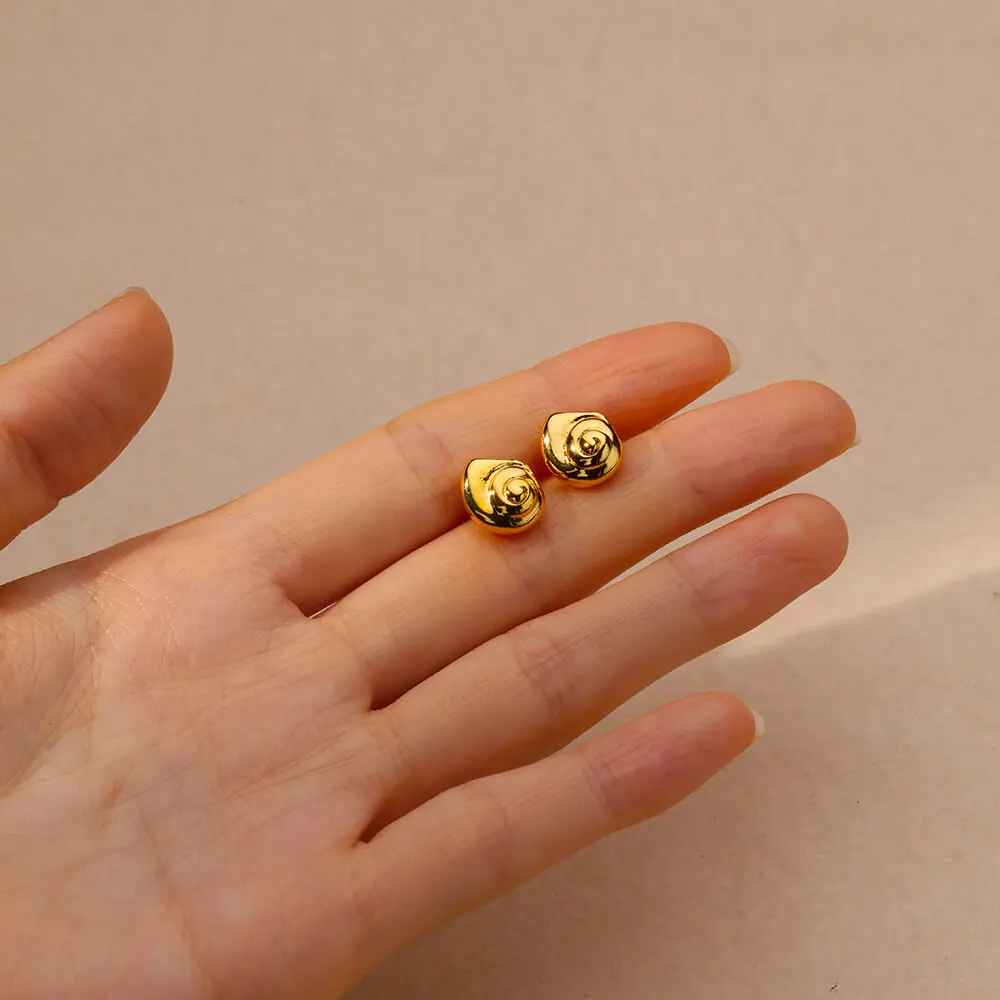 Минималистичные крошечные серьги-гвоздики в виде улитки и ракушки для женщин