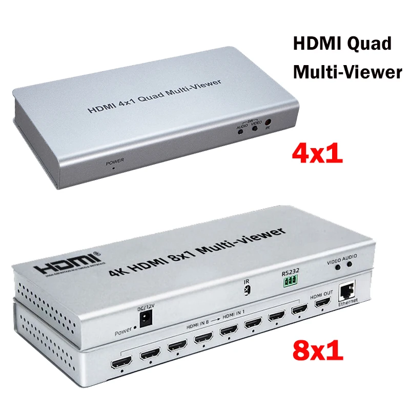 4K HDMI 8x1 переключатель мульти-просмотра 8 в 1 бесшовный 4x1 четырехъядерный